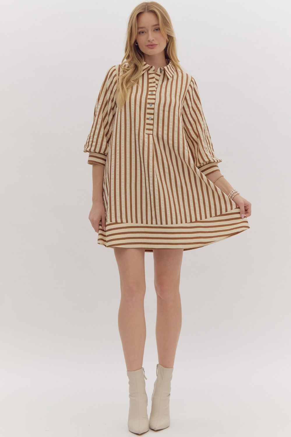 "Carolyn" Striped Seersucker Mini Dress - The Perfect Gift Shop & Boutique