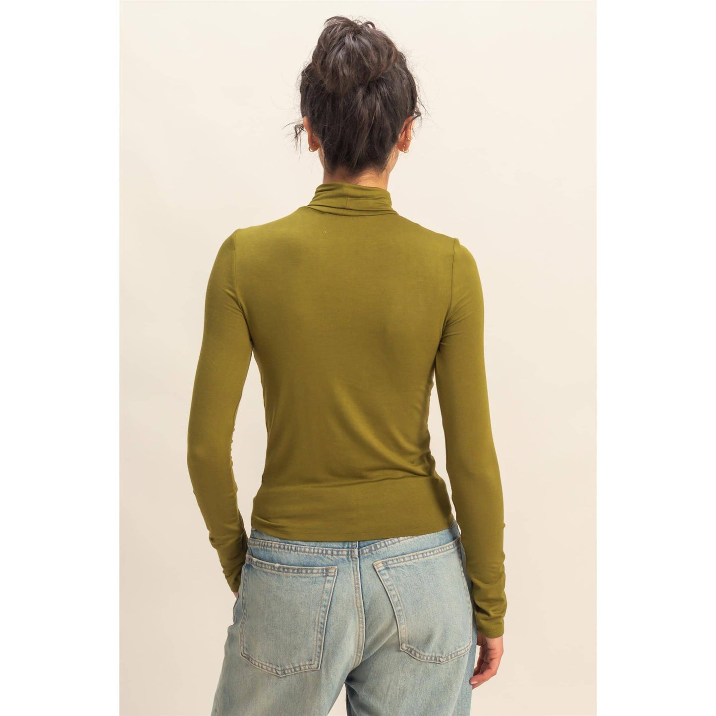 Long Sleeve Turtleneck Top: TEA ROSE