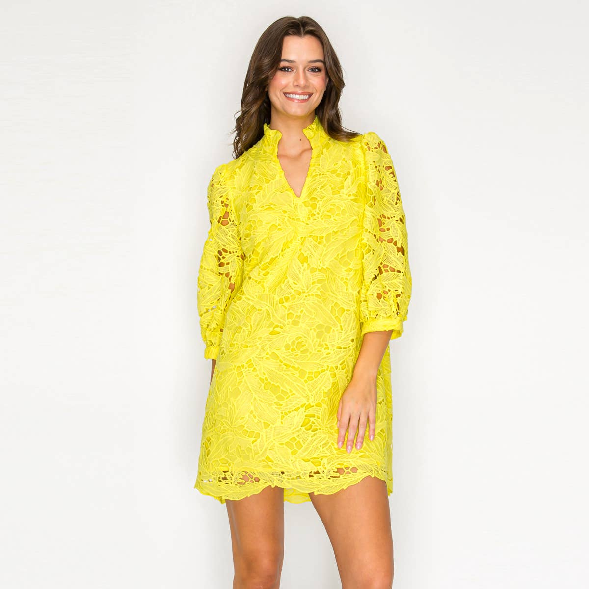 Lemon Bloom Lace Dress