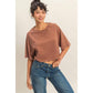 Short Sleeve Mineral Washed Cropped Tee: DARK TAUPE / S-M-L(2-2-2)
