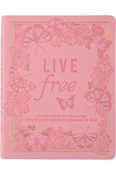 Christian Art Gifts - Devotional Live Free Pink Faux Leather - The Perfect Gift Shop & Boutique