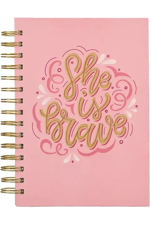 Christian Art Gifts - Journal Wirebound Pink She Is Brave - The Perfect Gift Shop & Boutique