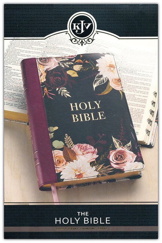 Christian Art Gifts - KJV Bible Thinline LP Faux Leather, Black Floral - The Perfect Gift Shop & Boutique