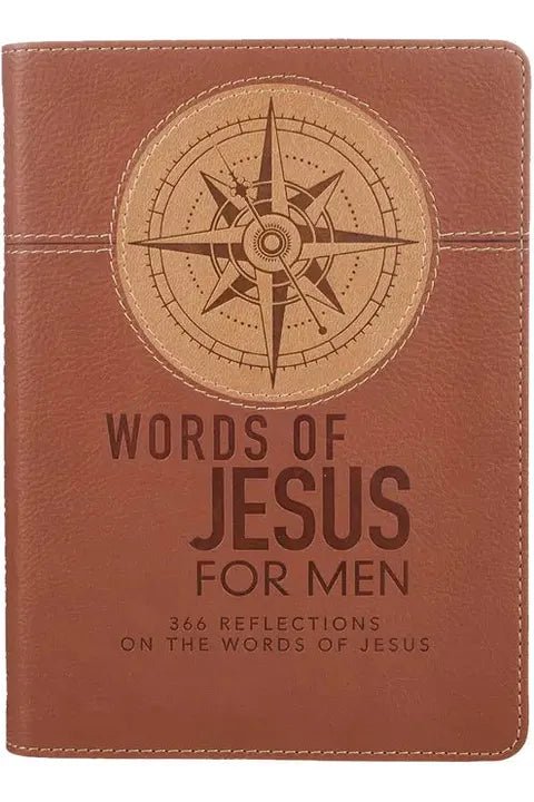 Christian Art Gifts - Words of Jesus For Men Saddle Tan Faux Leather Devotional - The Perfect Gift Shop & Boutique