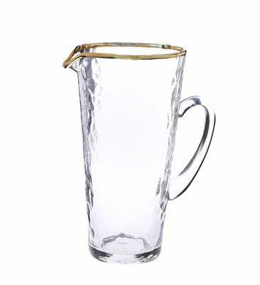 CLASSIC TOUCH DECOR INC. - Pebble Glass Pitcher With Gold Rim With Handle - The Perfect Gift Shop & Boutique