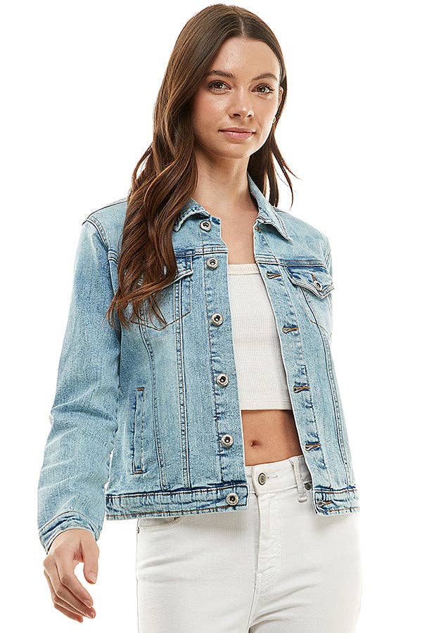 Cotton Blend Stretch Ladies Casual Denim Jacket: MEDIUM / Small - Medium - Large - XLarge(1 Pack/ 6 Jackets) / JK4040 - The Perfect Gift Shop & Boutique