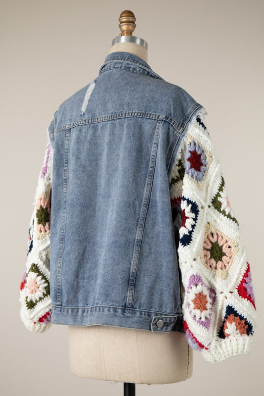 Crochet Sleeve Jean Jacket - The Perfect Gift Shop & Boutique