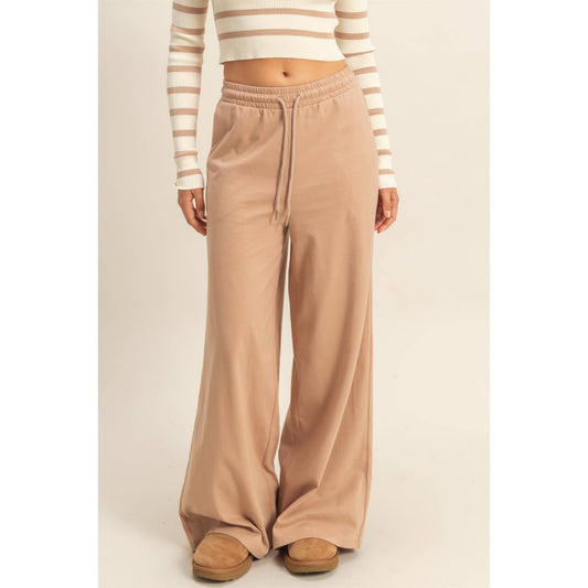 Trendy Cotton Wide Leg Pants: DUST NAVY / S-M-L(2-2-2)