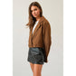 Button Band Cropped Jacket: MOCHA