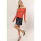 Ruched Off-The-Shoulder Knit Top: BURNT ORANGE