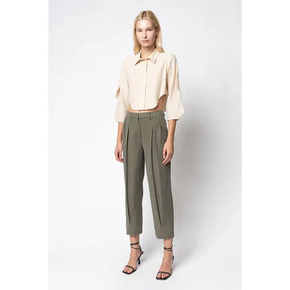 Pleated Cropped Trousers