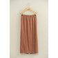 Mid-Rise Mineral Washed Casual Maxi Skirt: DARK TAUPE / S-M-L(2-2-2)