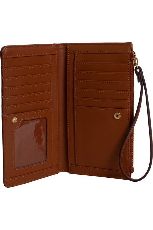 Ellen Tracy Smooth Vachetta Fleur De Li  Wristlet: 233-TOFFEE