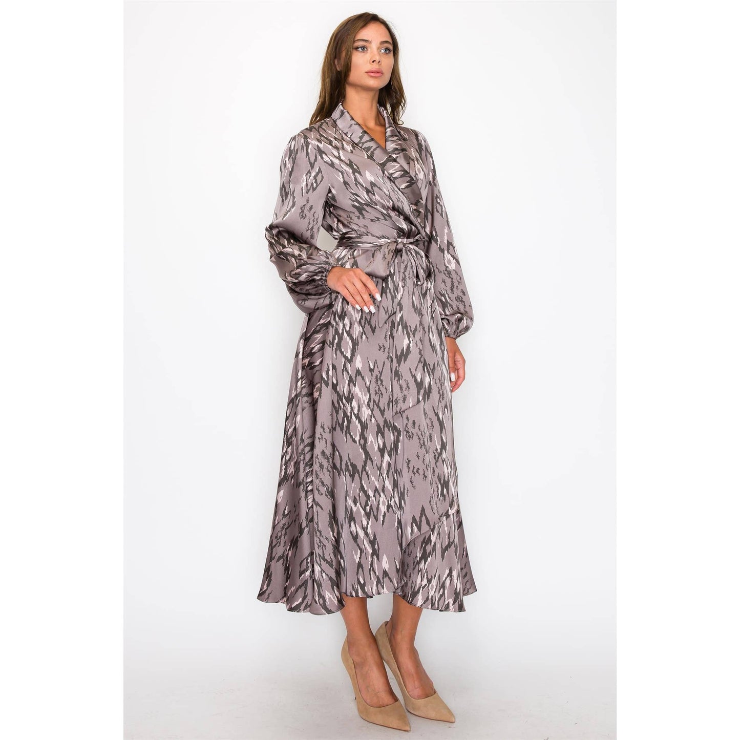 Satin Wrap Maxi Dress