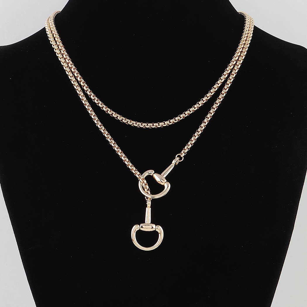 Polished Toggle Loop Box Chain Necklace: GD