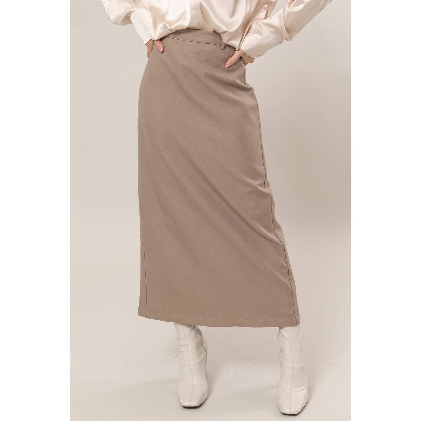 Pencil Midi Skirt: MOCHA
