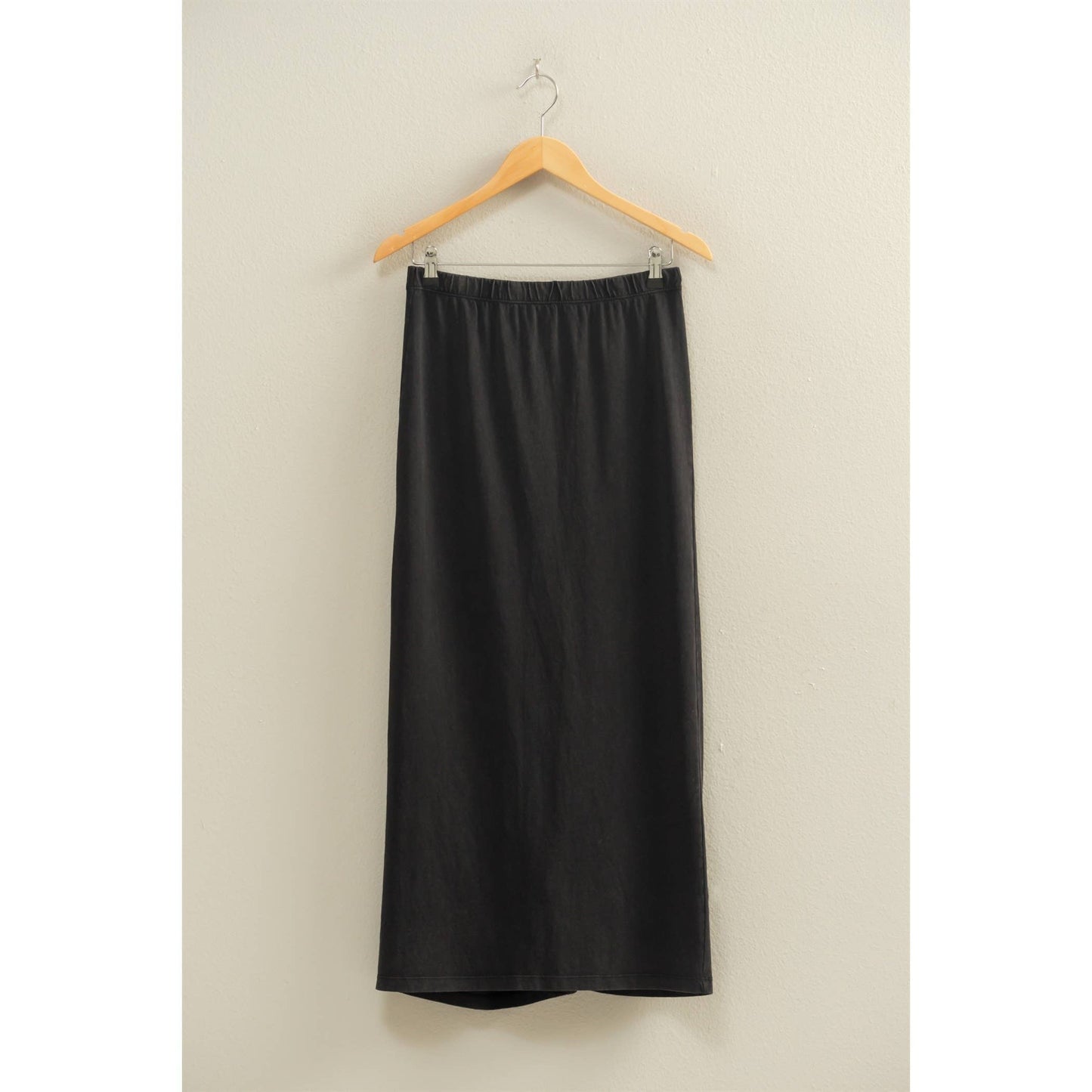 Mid-Rise Mineral Washed Casual Maxi Skirt: DARK TAUPE / S-M-L(2-2-2)