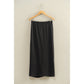 Mid-Rise Mineral Washed Casual Maxi Skirt: DARK TAUPE / S-M-L(2-2-2)