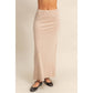 Mid-Rise Mineral Washed Casual Maxi Skirt: DARK TAUPE / S-M-L(2-2-2)