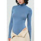 Long Sleeve Turtleneck Bodysuit: GRAY BLUE / S-M-L(1-1-1)