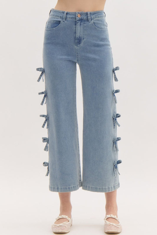 "Austin" Cropped Denim Pant with Bows