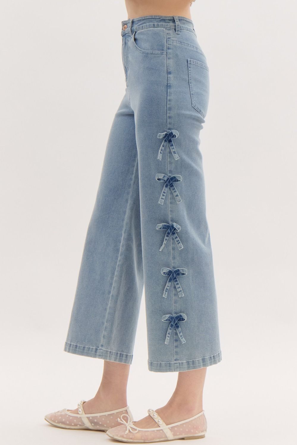 "Austin" Cropped Denim Pant with Bows