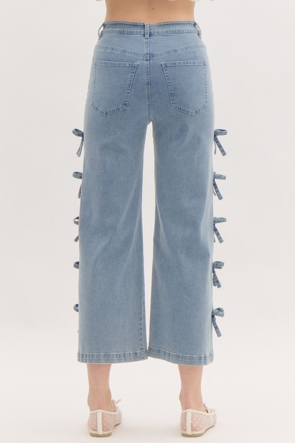 "Austin" Cropped Denim Pant with Bows