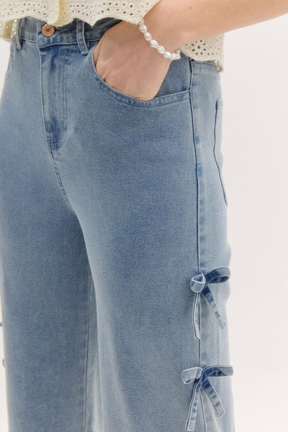 "Austin" Cropped Denim Pant with Bows