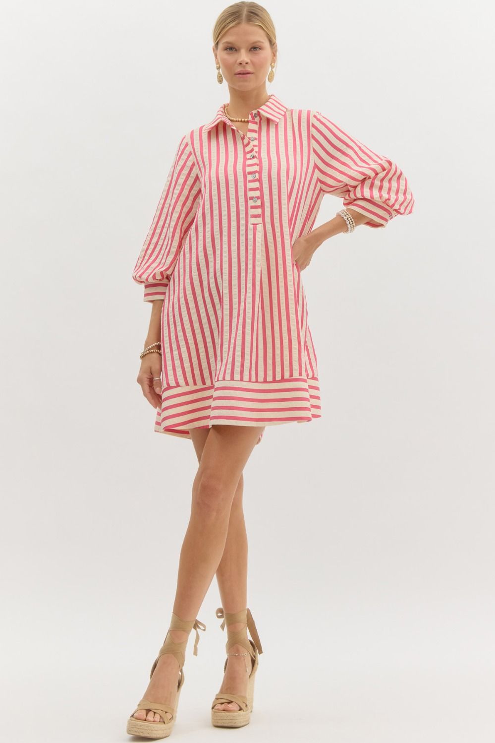 "Mason" Pink Striped Dress