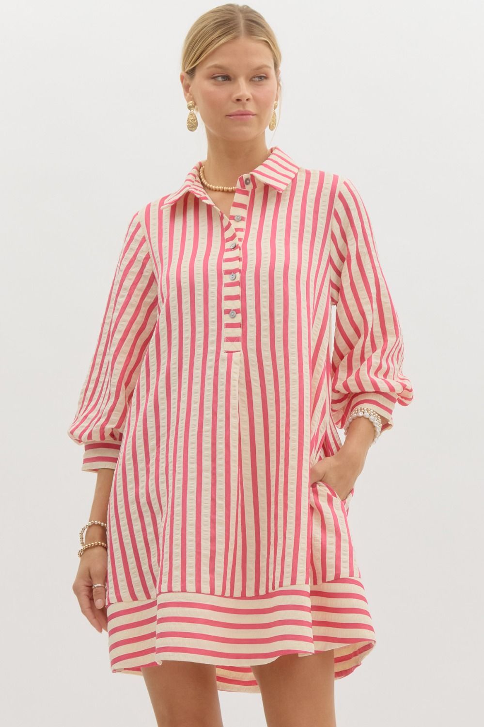 "Mason" Pink Striped Dress