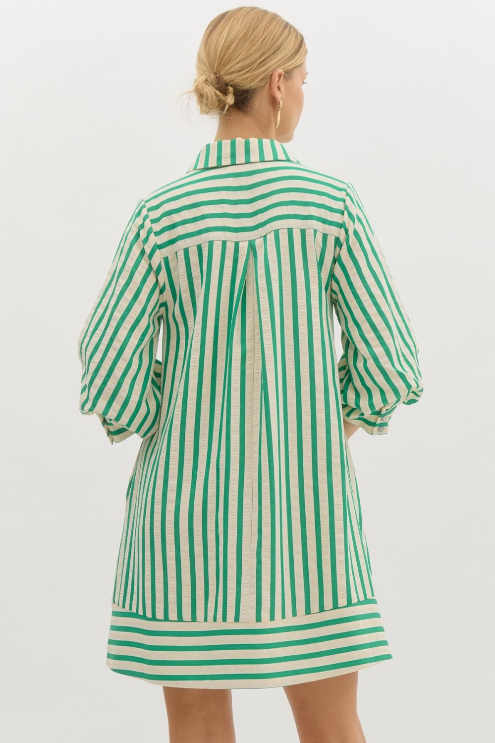 "Molly" Green Striped Dress