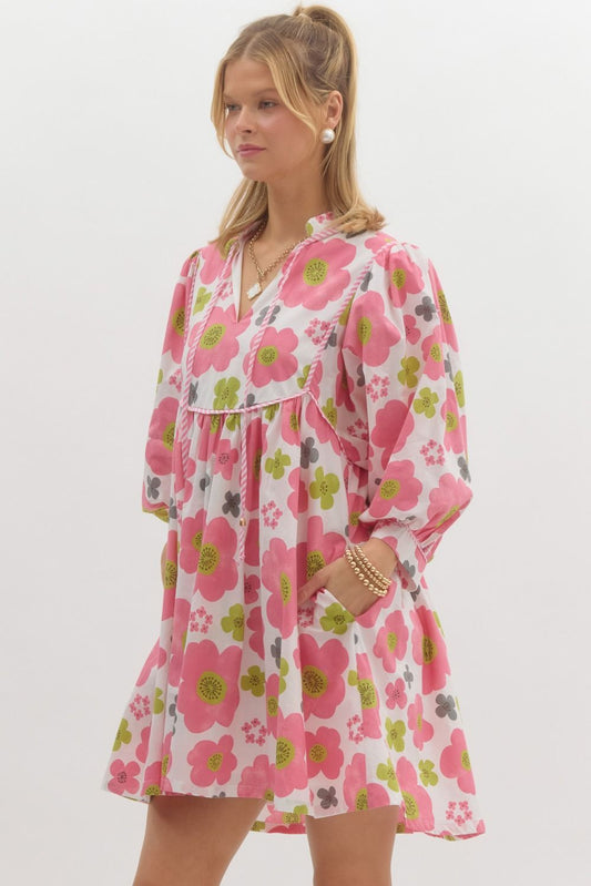 "Josie" Pink Floral Dress