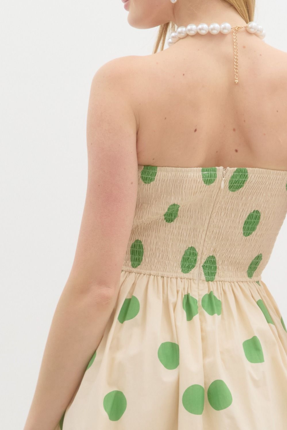 "Katy" Green Polka Dot Midi Dress