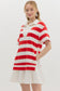 "Izzy" Red and White striped Dress