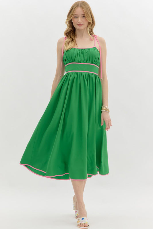 Peyton Pink and Green Midi Dress