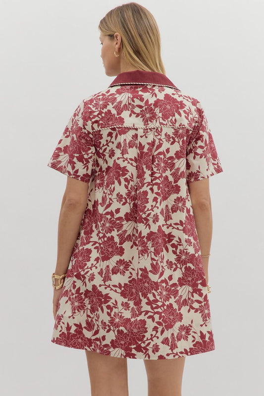 Bridgette Burgundy Floral Dress