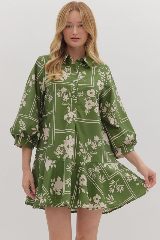 Sasha Green Floral Dress