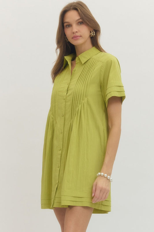 Fran Solid Pleated Dress