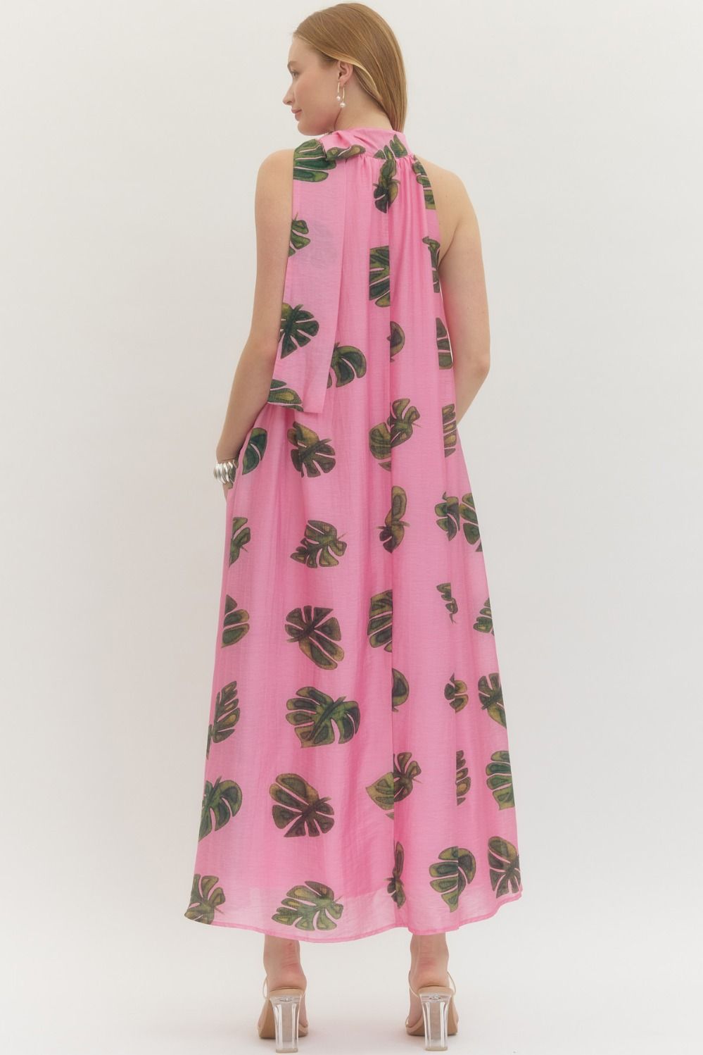 The Monstera Pink Maxi Dress