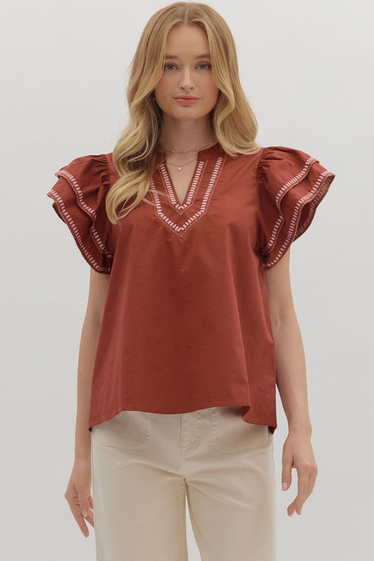 Molly Ruffle Sleeve Top