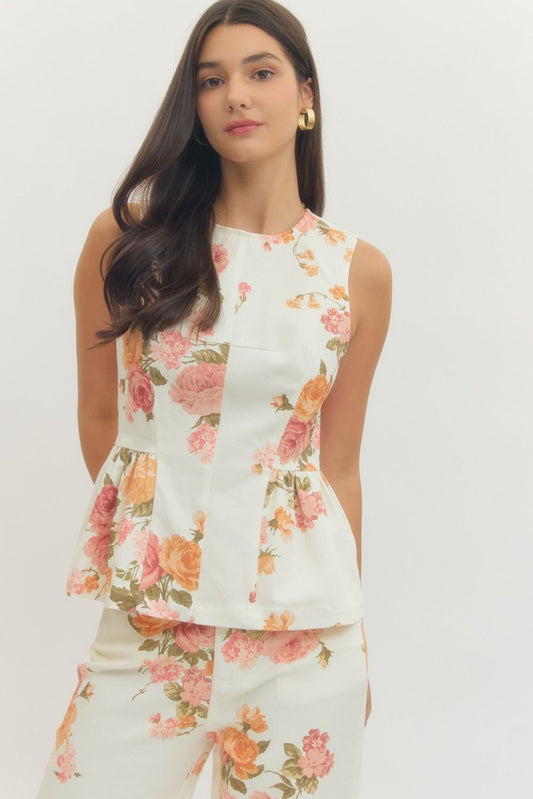 Fara Floral Peplum Print Top