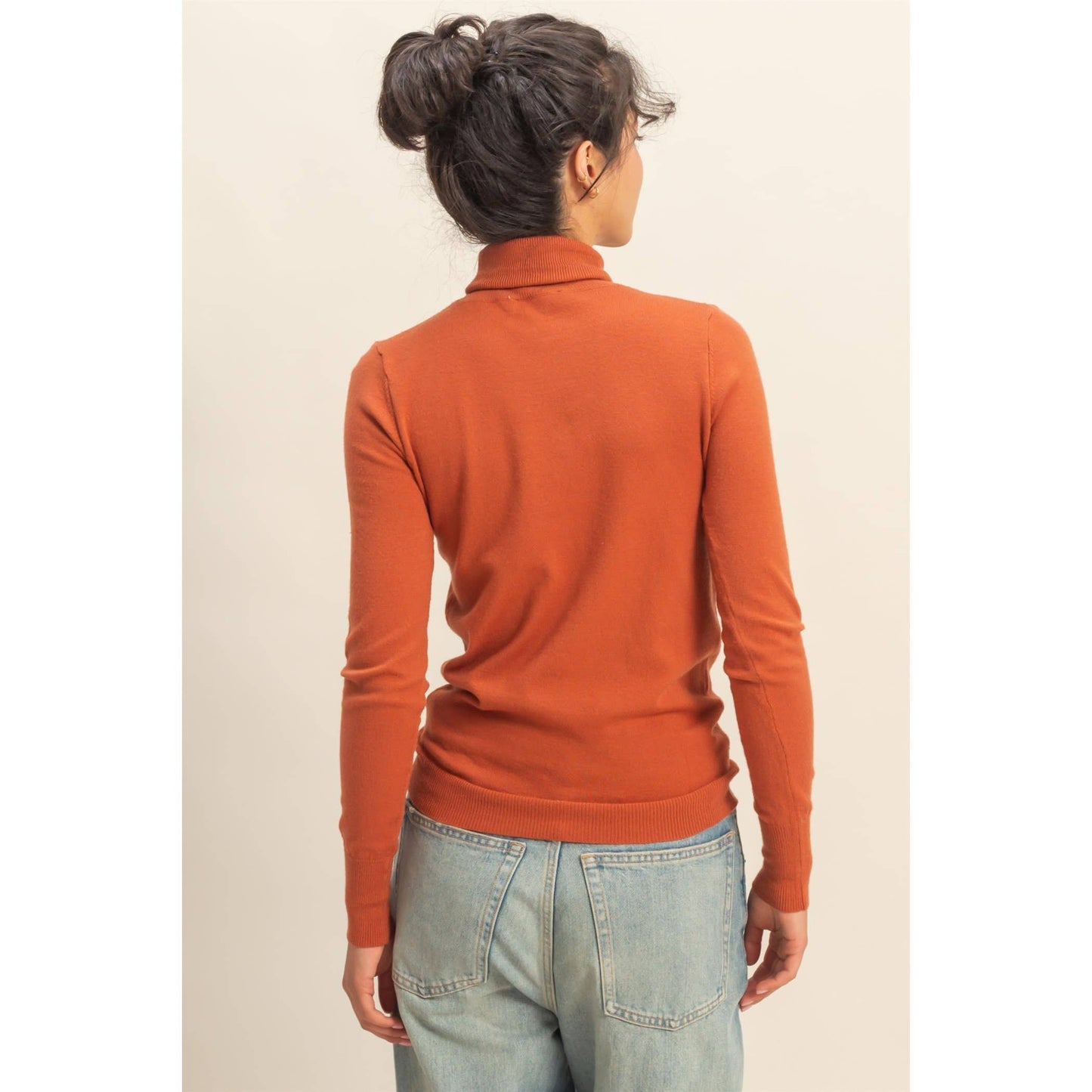 Turtleneck Sweater Top: DUSTY PINK / S-M-L(2-2-2)