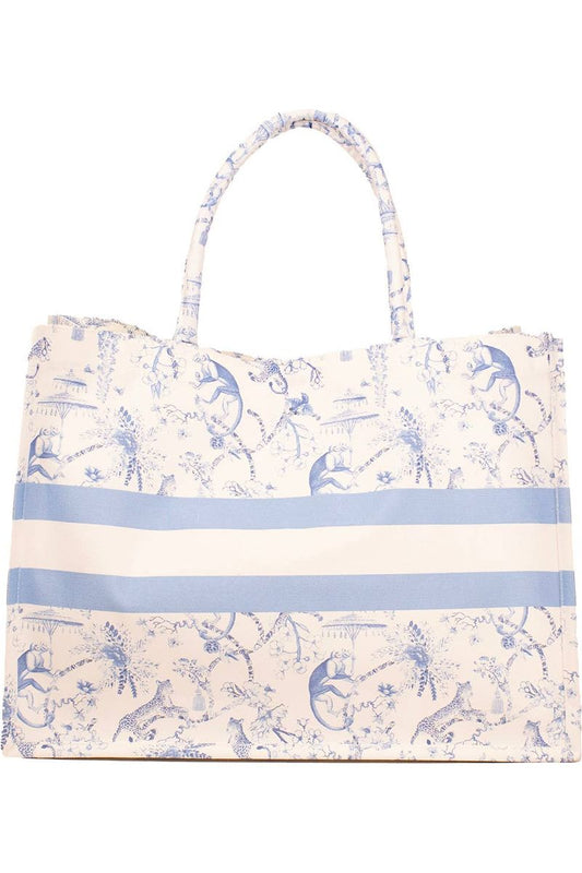Borneo Classic Tote   White/Blue   19x14x7.5