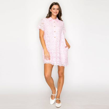 Blush Romance Lace Shirt Dress