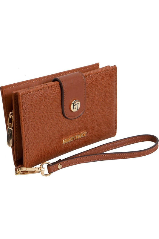 Ellen Tracy Double Compartment Saffiano Zip Around Indexer Wallet: 025-STONE