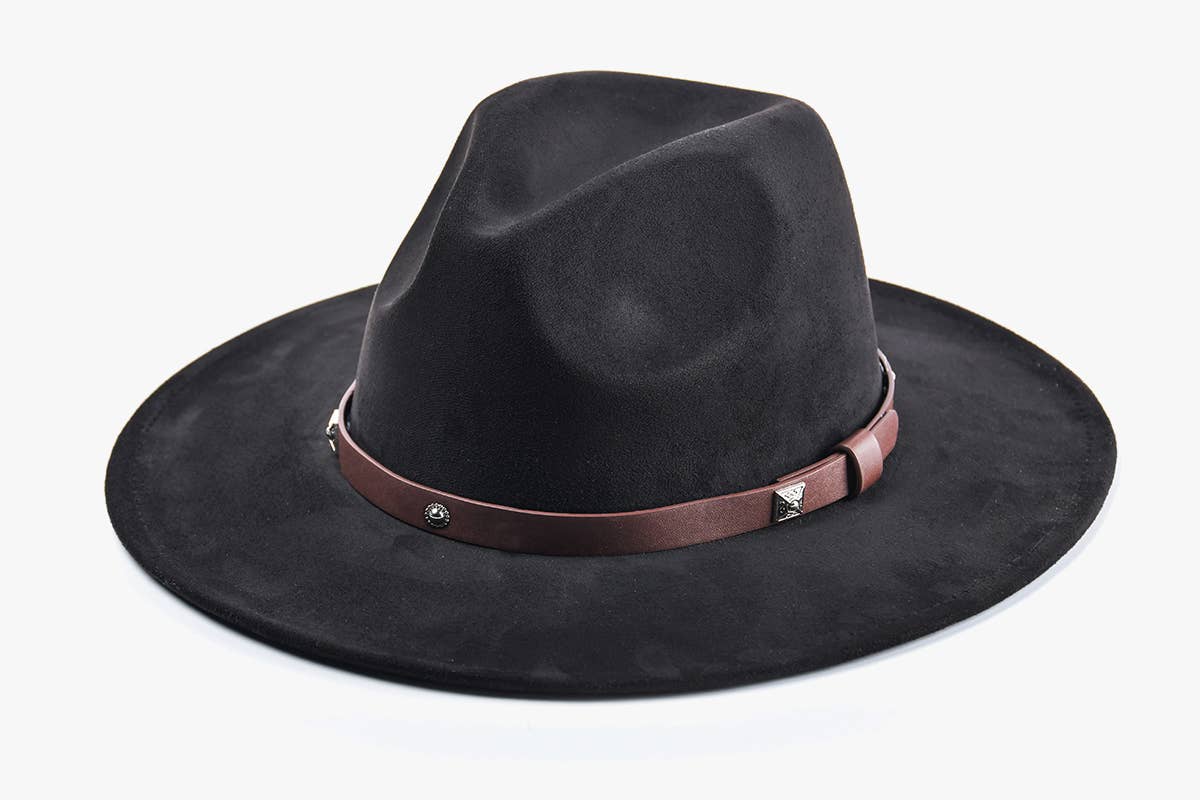 Wynn Faux Suede Fedora – Studded Band Hat | HAT2325: Beige