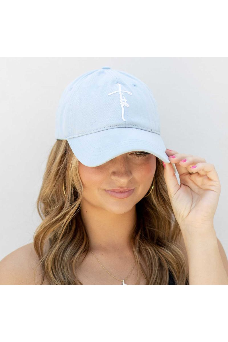 Faith Baseball Hat Sky/White One Size - The Perfect Gift Shop & Boutique