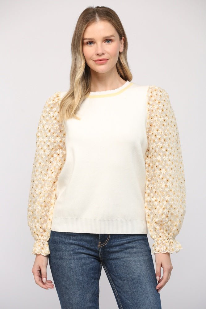 Fate - Cream Yellow Scallop Neck Sweater - The Perfect Gift Shop & Boutique