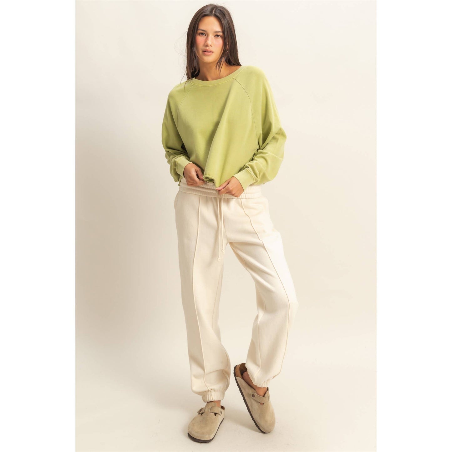 Raglan Long Sleeve Top: BANANA CREAM