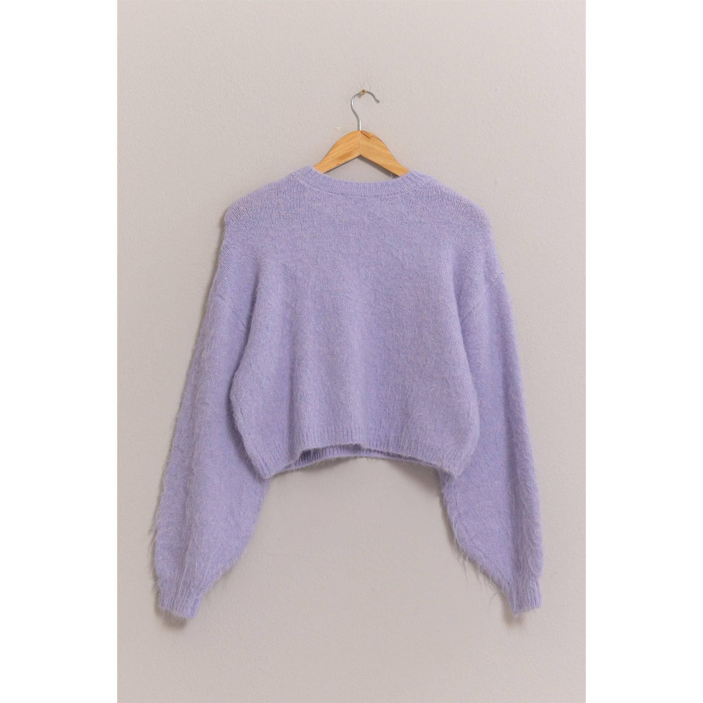 Wool Blend Cropped Sweater: LIGHT GREEN / S-M-L(2-2-2)
